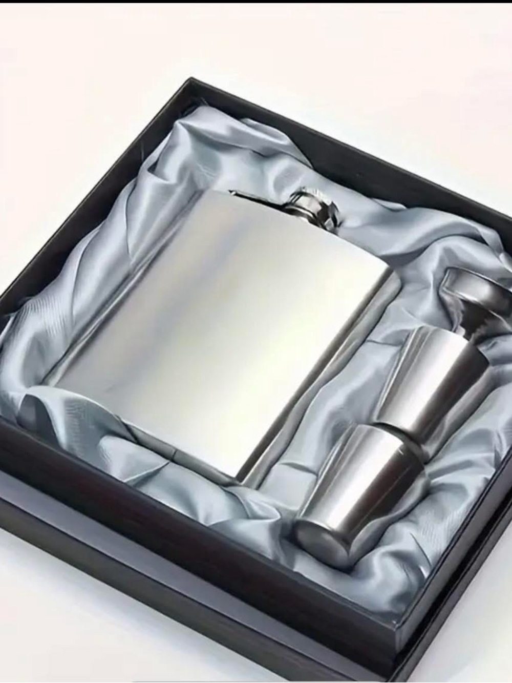 Stainless Steel Hip Flask Gift Set - Silver